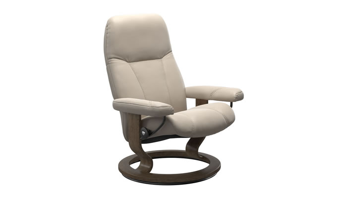 Stressless Consul Classic Recliner in Paloma Fog Leather
